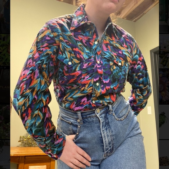 Vintage rainbow button up long sleeve - Picture 2 of 8